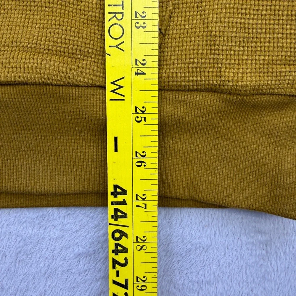 Kangol Hoodie Mens Small Mustard Yellow Sherpa Lined Waffle Knit Henley Pullover - Picture 7 of 9